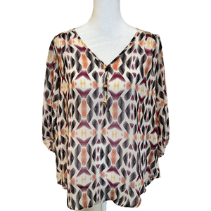 Living Doll Sheer bouse, Long Sleeve, Multi color, detailed buttons, size Med